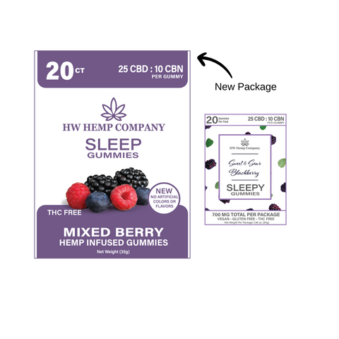 HW Hemp Co | Mixed Berry Sleep Gummies CBD:CBN 20 ct | CBD RS